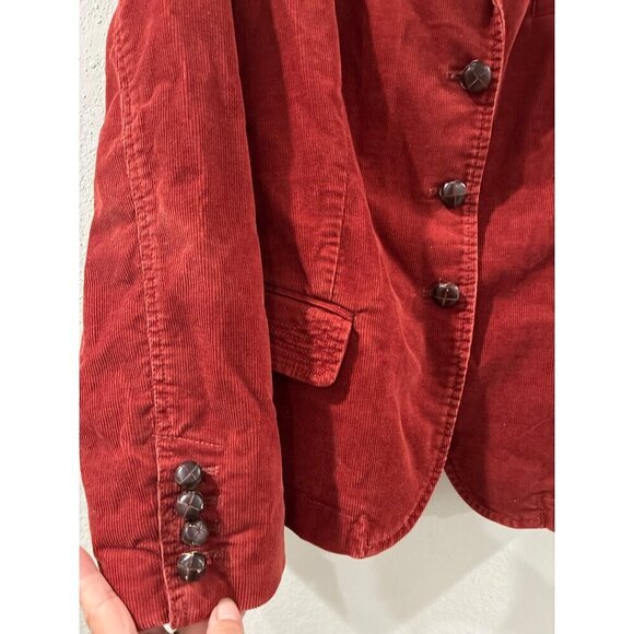 J Crew Burnt Orange Cotton Corduroy Leather Buttons Blazer Women's - Picture 6 of 13